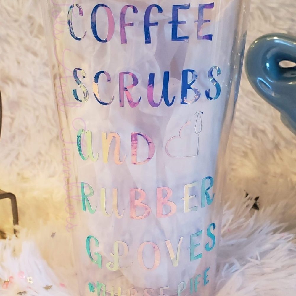 Nurse- Coffee, Scrub, And Rubber Glove